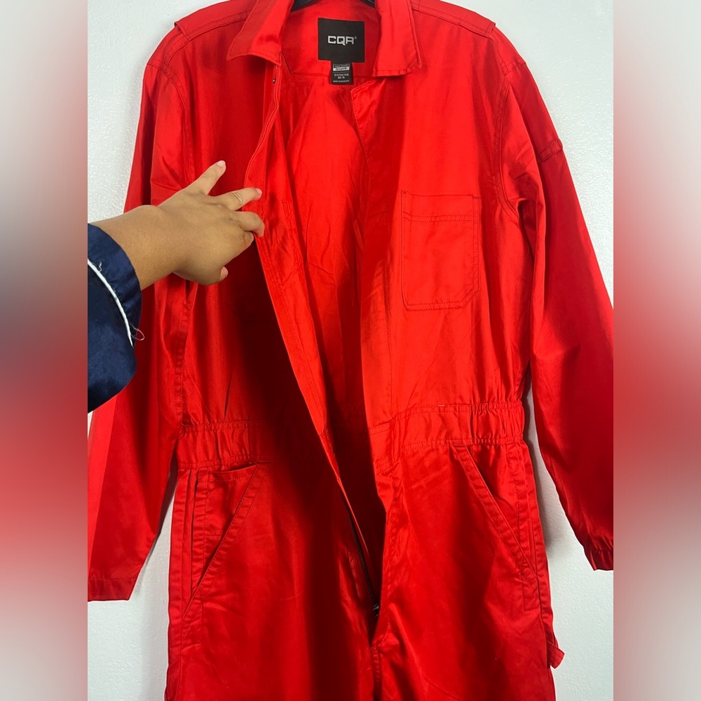 CQR Bright Red Coveralls Jumpsuit Dungarees Overall work Utility Men’s Small - Picture 4 of 9